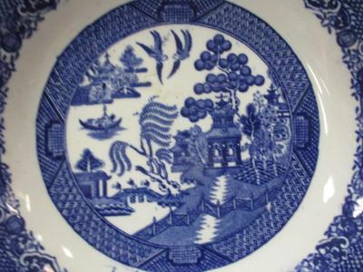 Plate & Bowl Warranted Antique Staffordshire Wm Adams & Co. Tunstall England Blue Willow
