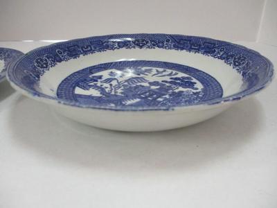Plate & Bowl Warranted Antique Staffordshire Wm Adams & Co. Tunstall England Blue Willow