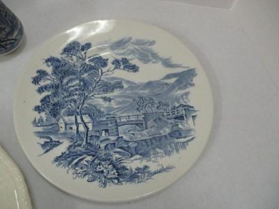 Blue & White Plates Creamer & Salt & Pepper Shakers 1893 Vimy Royal Doulton Countryside Wedgwood Enoch Countryside English...