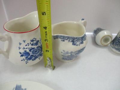 Blue & White Plates Creamer & Salt & Pepper Shakers 1893 Vimy Royal Doulton Countryside Wedgwood Enoch Countryside English...