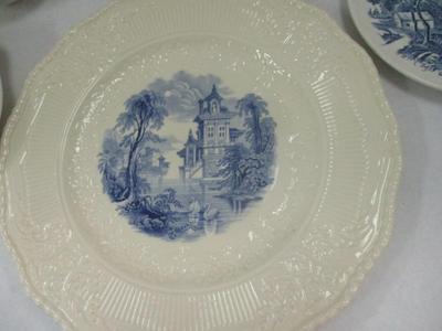 Blue & White Plates Creamer & Salt & Pepper Shakers 1893 Vimy Royal Doulton Countryside Wedgwood Enoch Countryside English...