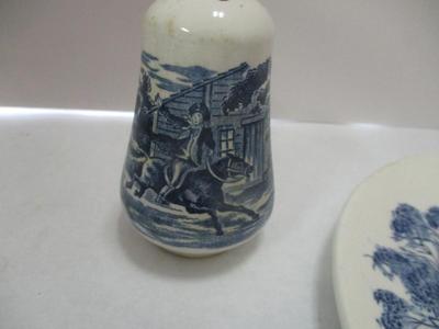 Blue & White Plates Creamer & Salt & Pepper Shakers 1893 Vimy Royal Doulton Countryside Wedgwood Enoch Countryside English...