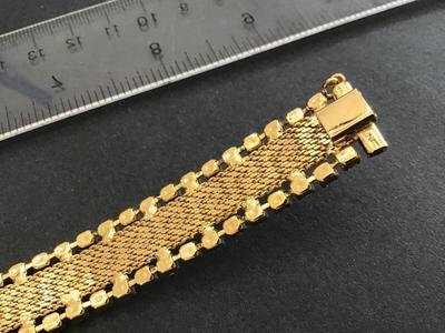 Gorgeous Articulated Flat Gold Mesh Turquoise Blue Accents Vintage safety Chain