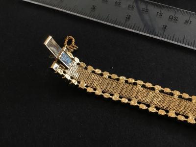 Gorgeous Articulated Flat Gold Mesh Turquoise Blue Accents Vintage safety Chain