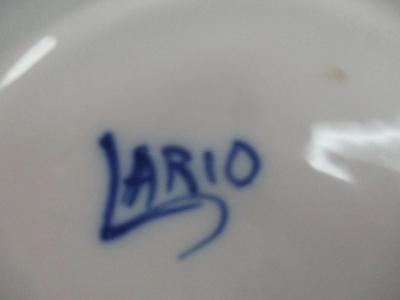 Large Lario White and Blue Hand-Thrown Hand Painted Plate