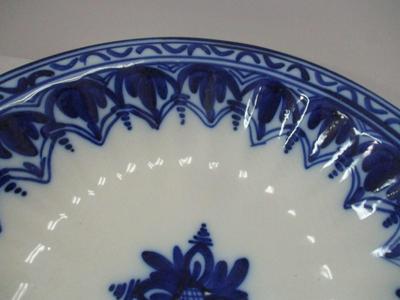 Large Lario White and Blue Hand-Thrown Hand Painted Plate