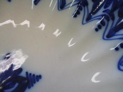 Large Lario White and Blue Hand-Thrown Hand Painted Plate