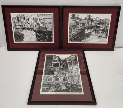 LOT 153: Three Framed Artworks of Ketchikan, Alaska by M. Skafer