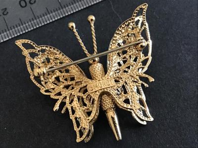 Monet Gold Tone Butterfly Brooch