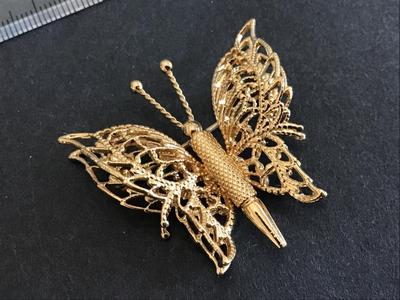 Monet Gold Tone Butterfly Brooch