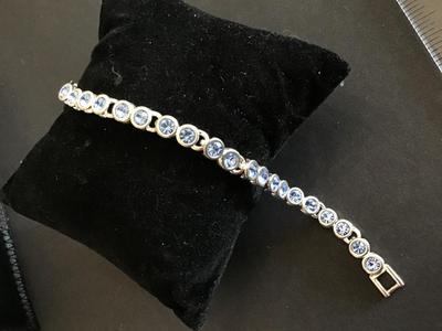 Blue And Silver Tone Tennis Bracelet