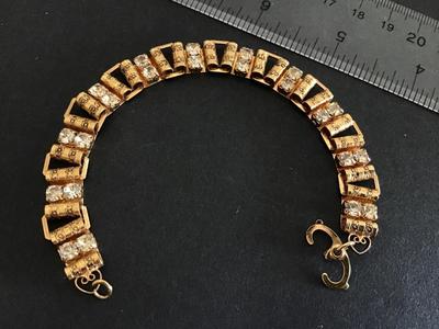 Book Chain Clear Rhinestone Bracelet Vintage