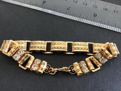 Book Chain Clear Rhinestone Bracelet Vintage