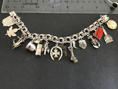 Sterling Silver Vintage Sterling Charm Bracelet