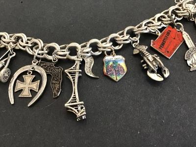 Sterling Silver Vintage Sterling Charm Bracelet
