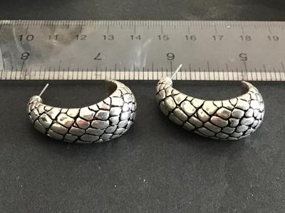 Silver Tone Pebble Earrings