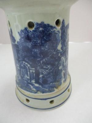 Antique Seymour Mann Blue Porcelain Tea Candle Warmer With Tea Cup Set