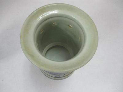 Antique Seymour Mann Blue Porcelain Tea Candle Warmer With Tea Cup Set