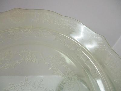 Vintage Anchor Hocking Fire-King Green Meadow Oval Serving Plate Everbrite Juliet Plate Yellow Depression Glass Cake Platter Green Fire...