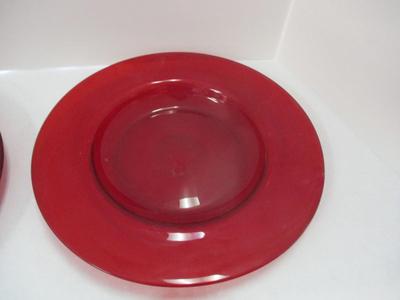 Vintage Ruby Red Murano Style Italian Hand Blown Art Glass Bowls & Avon Cape Cod Ruby Red Small Bread Plates