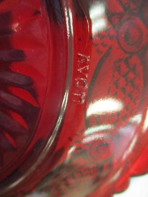 Vintage Ruby Red Murano Style Italian Hand Blown Art Glass Bowls & Avon Cape Cod Ruby Red Small Bread Plates