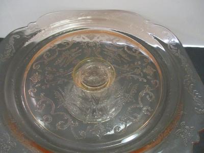 Vintage Pink Depression Glass Cake Stand Mayfair Open Rose Footed Cake Plate & Covered Cookie Jar