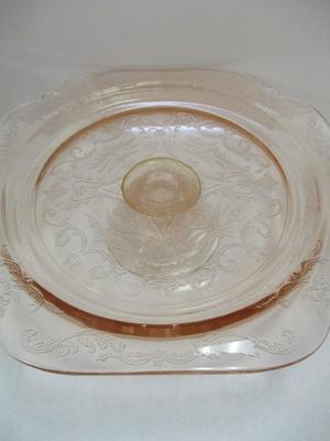 Vintage Pink Depression Glass Cake Stand Mayfair Open Rose Footed Cake Plate & Covered Cookie Jar