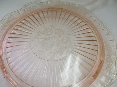 Vintage Pink Depression Glass Cake Stand Mayfair Open Rose Footed Cake Plate & Covered Cookie Jar