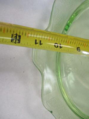 Vintage Uranium Optic Green Glass Teacups & Saucers & Plate