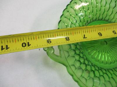 Vintage 50's E.O. Brody Frosted Emerald Green Footed Glass Bowl Italian Masterglass Moon & Star Vase Indiana Glass Dish Green...