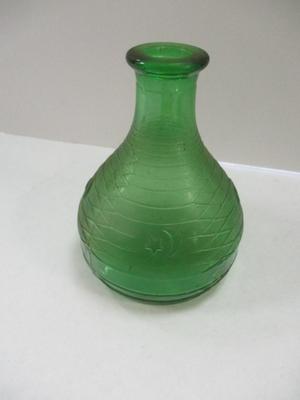 Vintage 50's E.O. Brody Frosted Emerald Green Footed Glass Bowl Italian Masterglass Moon & Star Vase Indiana Glass Dish Green...