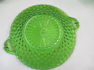 Vintage 50's E.O. Brody Frosted Emerald Green Footed Glass Bowl Italian Masterglass Moon & Star Vase Indiana Glass Dish Green...