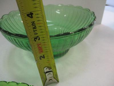Vintage 50's E.O. Brody Frosted Emerald Green Footed Glass Bowl Italian Masterglass Moon & Star Vase Indiana Glass Dish Green...