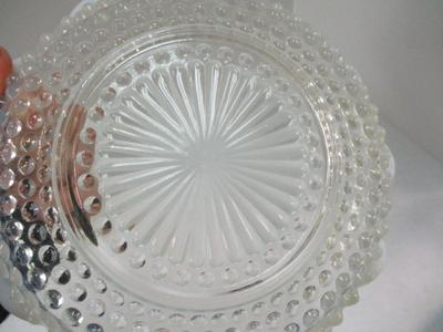 Vintage Fenton Moonstone Opalescent Hobnail Glass Fruit Bowl & Moonstone 3 Footed Ruffled Bowl