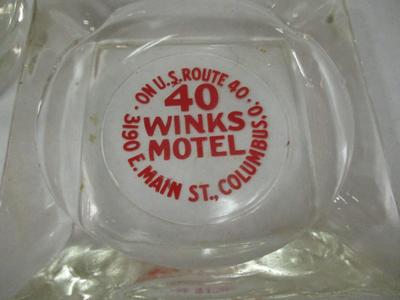 Vintage Ramada Inn Ashtrays & Glass Fleet Wing 40 Winks Motel U.S. Rout 40