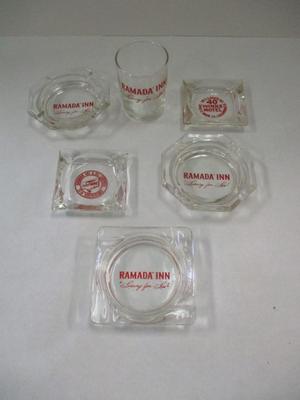 Vintage Ramada Inn Ashtrays & Glass Fleet Wing 40 Winks Motel U.S. Rout 40