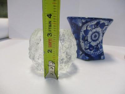 Frederick Cooper Tall Candlestick Holder Hand Painted & Glazed w/ Pastel Colors & Crystal/Glass/Pottery Candle Holders