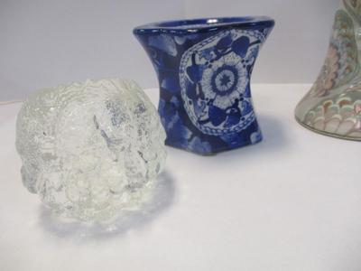 Frederick Cooper Tall Candlestick Holder Hand Painted & Glazed w/ Pastel Colors & Crystal/Glass/Pottery Candle Holders