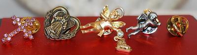 Collection of 5 Assorted TACKS - Crosses, Heart & Cherubs