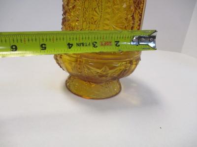 Vintage Indiana Glass Stars & Bars Amber Gold Fairy Lamp Candle Light