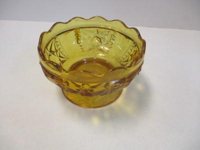 Vintage Indiana Glass Stars & Bars Amber Gold Fairy Lamp Candle Light