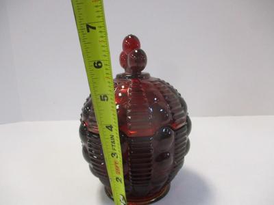 Indiana Glass Tiara Dewdrop Covered Candy Dish Ruby Red