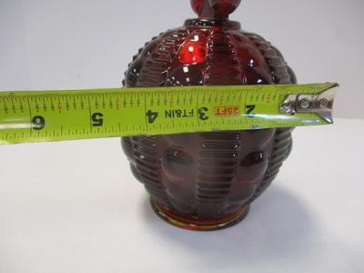 Indiana Glass Tiara Dewdrop Covered Candy Dish Ruby Red