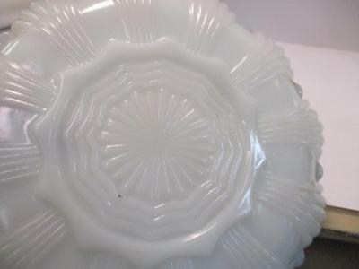 Mid Century Anchor Hocking Milk Glass Gilded Gold Edge Divided Platter & Deviled Egg Platter