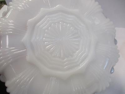 Mid Century Anchor Hocking Milk Glass Gilded Gold Edge Divided Platter & Deviled Egg Platter