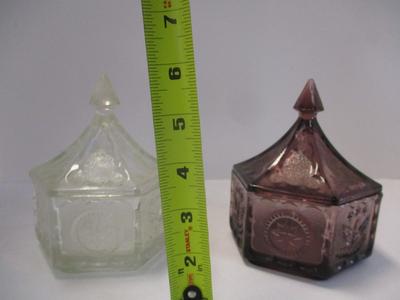 Vintage Tiara Indian Glass Amethyst & Clear Colonial Candy Dish w/ Lid