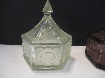Vintage Tiara Indian Glass Amethyst & Clear Colonial Candy Dish w/ Lid