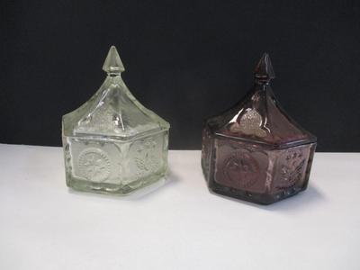 Vintage Tiara Indian Glass Amethyst & Clear Colonial Candy Dish w/ Lid