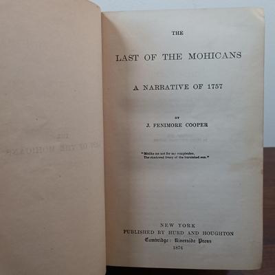 LOT 5: Hurd and Houghton Publishers 1870s Editions of The Leather Stocking Tales by J. Fenimore Cooper Set of (5)