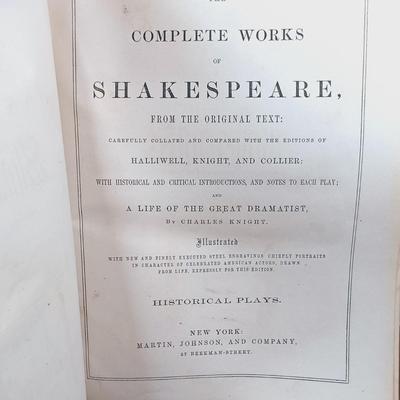 LOT 9: Martin, Johnson and Co. Illustrated 3-Volume Complete Works of Shakespeare 1856
